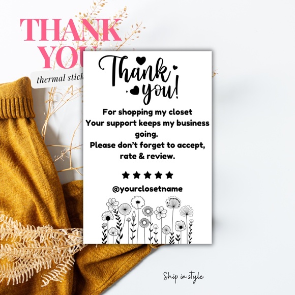 Thank you Personalized  Thermal Label Stickers White - Picture 1 of 4
